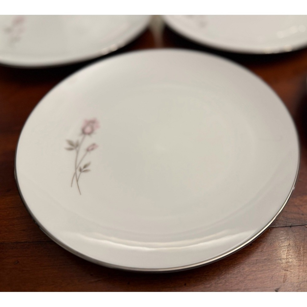 Noritake Pasadena 6311 Salad Plate - Pink Rose Platinum Trim Vintage